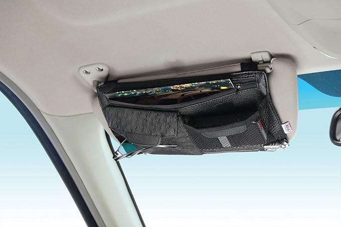 BELL Automotive 22-1-33225-8 Black Ostrich Visor Organizer, One Size, Storage Alternative