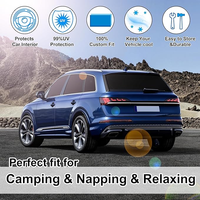 TINGLU Window Shades for Audi Q7 SUV 2016-2025 2026 Accessories Side Full Windows Cover Camping Rear Triangular Windshield Sun Shade Sun UV Rays Privacy Protection 8PCS