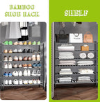 BMOSU 6-Tier Bamboo Extended Shoe Rack Premium Stackable Shoe Shelf Storage Organizer for Hallway Closet Living Room Entryway