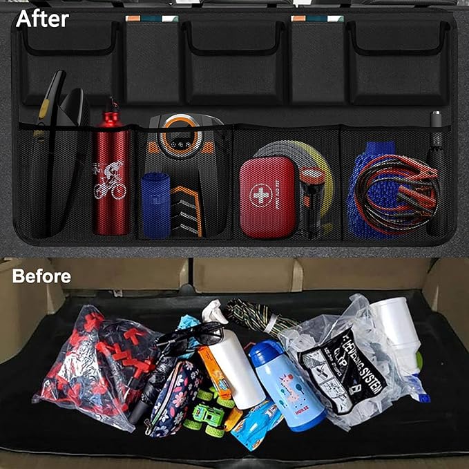 Trunk Organizer for Car, Large Capacity Car Organizers and Storage with 9 Pockets, Waterproof Backseat Hanging Organizer for SU