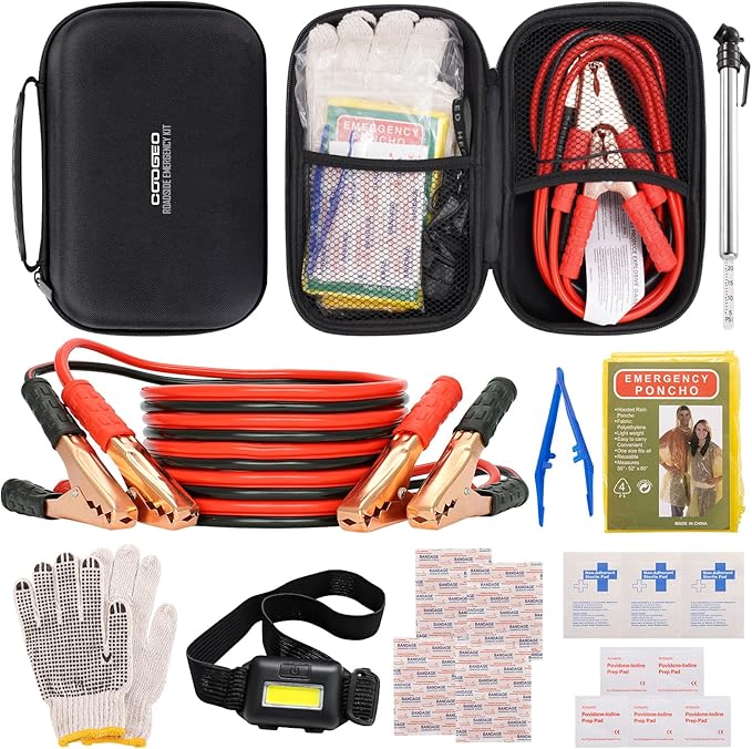 Car Emergency Kit with Battery Jumper Cables,Car Accessories for Men or Women,Emergency Car Kit,Roadside Automotive Safety Ki