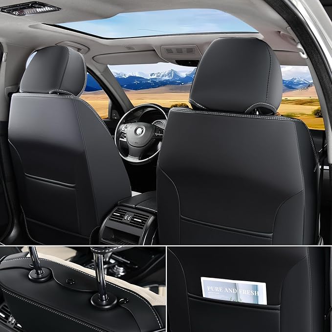 FLORICH Leather Seat Covers, Seat Covers Full Set, Car Seat Protectors 5 Seats, Automotive Seat Covers Fit for Most Cars Truc