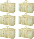 BALEINE 6-Pack Oversized Moving Bags with Reinforced Handles, Heavy-Duty Storage Tote for Clothes, Moving Supplies (Color Str