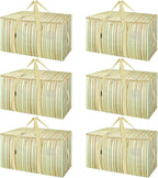 BALEINE 6-Pack Oversized Moving Bags with Reinforced Handles, Heavy-Duty Storage Tote for Clothes, Moving Supplies (Color Str