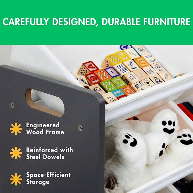 Humble Crew Toy Storage Organizer with 16 Removable Storage Bins for Kids Playroom, 4-Tier Toddler Toy Organization and Stora