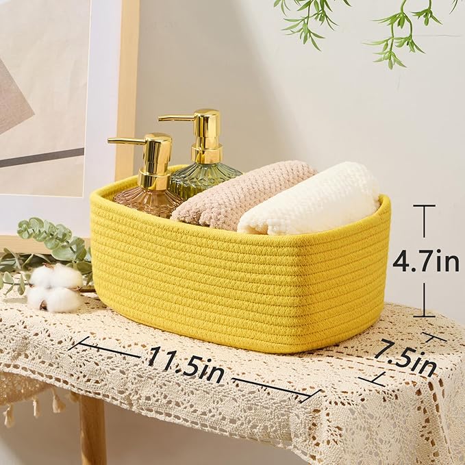 MiniArk Small Storage Baskets for Organizing | Closet Organizer Bins | Shelf Toy Basket | Woven Rope Baskets | Cube Decorativ
