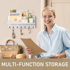 Rebee Vision Farmhouse Key and Mail Holder for Wall - Decorative Mail Organizer Wall Mount with 7 Hooks and Mounting Hardware