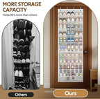 MISSLO 30 Pairs Over the Door Shoe Organizer Breathable Mesh Hanging Shoe Rack for Closet Storage with Wide Deep Pockets 10 T