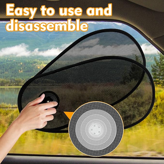 1 Pack Car Window Shades for Baby - Rotatable Sun Visor for Side Window, Fits Driver/Passenger/Rear Windows, Mesh Sun
