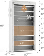 ROJASOP 10 Tier Shoe Rack with Covers Large Capacity Stackable Tall Shoe Shelf Storage for 50-55 Pairs Shoe and Boot, Sturdy 