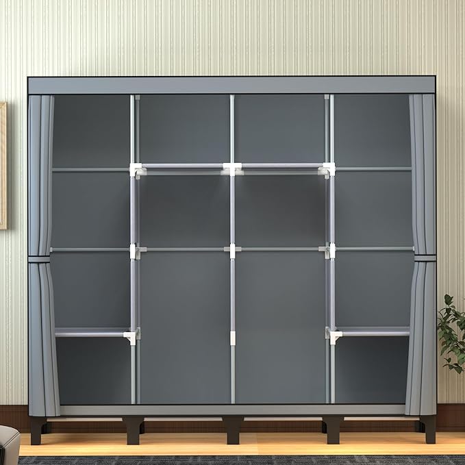 Non-Woven Wardrobe, No Tools Required, Large Capacity, Easy Assembly, Movable, Storage Rack, Waterproof, Dustproof, Stain Res