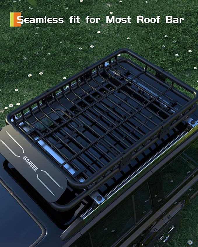 GarveeLife 84 in x 39 in Roof Rack Basket, 200 LBS Capacity Rooftop Cargo Carrier Basket with Extension Luggage Rack Heavy Duty for SUVs, Trucks, Vehicles