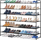 KIMBORA 6 Tier Long Shoe Rack, Wide Shoe Storage Organizer Sturdy Sneaker Shelf for Floor, Bedroom 42 Pairs (Black)