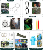 Survival Kit, 262Pcs Survival Gear and Supplies with First Aid Kit Pouch and Crossbody Bag, Emergency Kit with Tent, Camping 