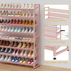 Large Shoe Rack 8 Tier Shoe Organizer, Heavy Duty Metal 4-Tier Stackable Shoe Storage Vertical Shoe Rack for Closet Front Doo