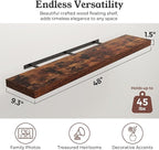 Floating Shelves for Wall, 9.3" Deep Wall Mounted Wood Shelves for Bathroom, Bedroom, Living Room, Kitchen, Hanging Shelf for