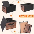 JAKAGO Fabric Storage Bins set of 4 Rectangle Storage Baskets with Handle Foldable Closet Organizer for Clothes Towel bedding