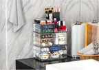 Acrylic Clear Makeup Organizer Countertop,Stackable Skincare Organizer for Vanity With 8 Drawers,Large Plastic Desk Accessori