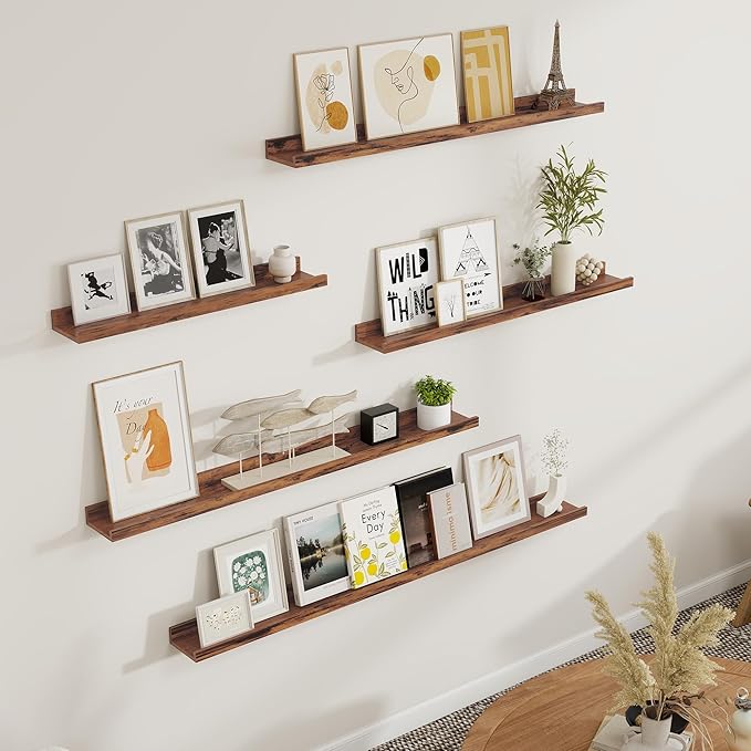 Fun Memories Picture Ledge Shelf, Floating Shelves Set of 4, 40 Inch Picture Shelves for Wall with Ledge, Large Nursery Book 