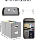 Oterri Hanging Filing File Box with Mesh Pocket, File Organizer Box with Lid, Collapsible Document Organizer Box for Letter S