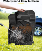 3W Floor Mats Fit for Ford Edge 2015-2024 and Edge ST 2019-2024, TPE All Weather Custom Fit Edge Floor Liner, 1st & 2nd Row Full Set Car Accessories, Black