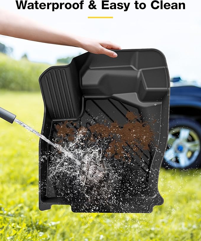 3W Floor Mats Fit for Ford Edge 2015-2024 and Edge ST 2019-2024, TPE All Weather Custom Fit Edge Floor Liner, 1st & 2nd Row Full Set Car Accessories, Black