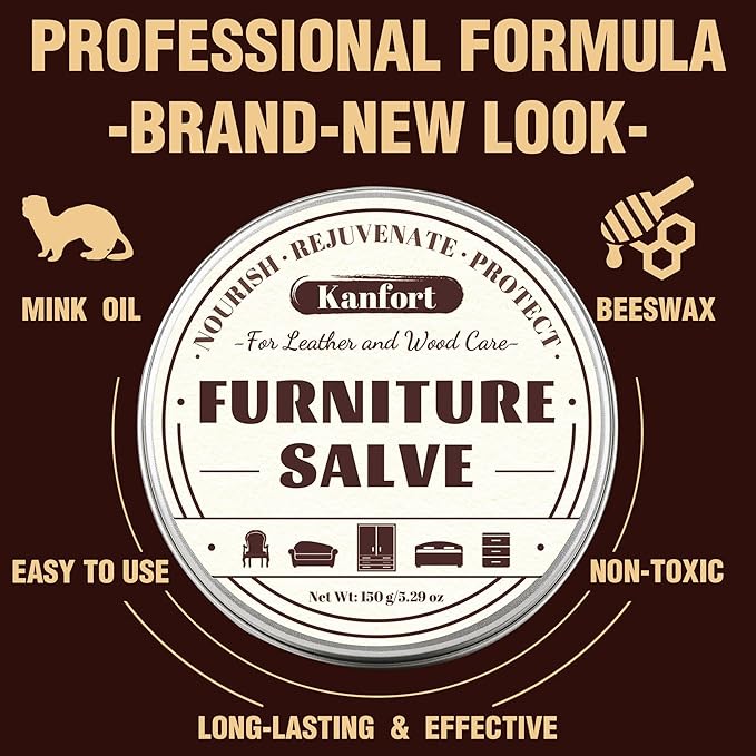 Leather & Furniture Repair Salve 2 Pack, Furniture Salve with Brush for Leather Wood, Leather Conditioner Help Prevent Cracki