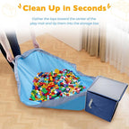 SAM AND MABEL Toy Storage Organizer with Play Mat for Kids – 13" x 13" x 13" Storage Box, Stackable and Foldable Cubby Basket