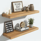 Vivelove Elm Floating Shelves for Wall Solid Wood, 24 Inches Long Rustic Wall Shelf with Invisible Bracket for Living Room Be