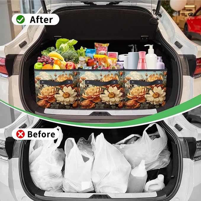 Reusable Grocery Bags Heavy Duty Shopping Bags Foldable Large Tote Bags with Long Handles & Hard Bottom