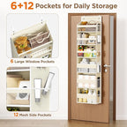 Mefirt Over The Door Organizer, 6 Shelf Door Hanging Organizers with 6 Large Capacity Pockets, Behind Door Storage Hanging Sh