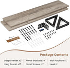 Axeman 55 Inch Floating Shelves | 8 Inch Deep Grey Wall Shelves Set of 2 | 55" W x 8" D Rustic Grey Wood Shelves for Bathroom
