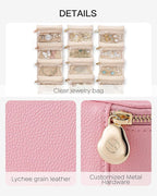 Vlando Jewelry Travel Case with 12 Velvet Jewelry Bags Travel Jewelry Orgainzer for Girls Jewelry Box for Necklace Rings Earr