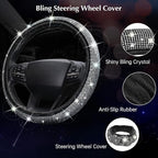 ARTILAURA 11 PCS Bling Car Accessories Set for Women Steering Wheel Covers Butterfly Hanging Seat Belt Cover Cute Air Vent Clips Coasters Glitter Diamond AUTO Interior kit (White)