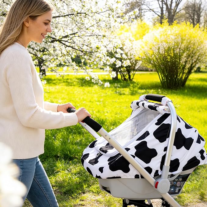 Baby Car Seat Cover, Extra Large Mesh Carseat Cover for Boys Girls, Infant Car Seat Cover with Privasy Sunshades & 3D Mink Do