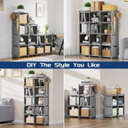 Mavivegue Book Shelf, 12 Cube Storage Organizer, DIY Bookcase, Metal Cube Bookshelf,Tall Book case for Bedroom, Living Room,O