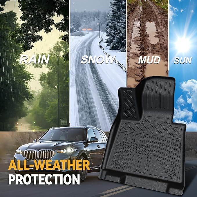 Floor Mats for BMW X5 G05 2019-2026, All Weather Floor Mats Trunk Cargo Liner with Backrest Protectors and Door Sill Guards Accessories, Full Coverage Set (Only Fit 5 Seats)