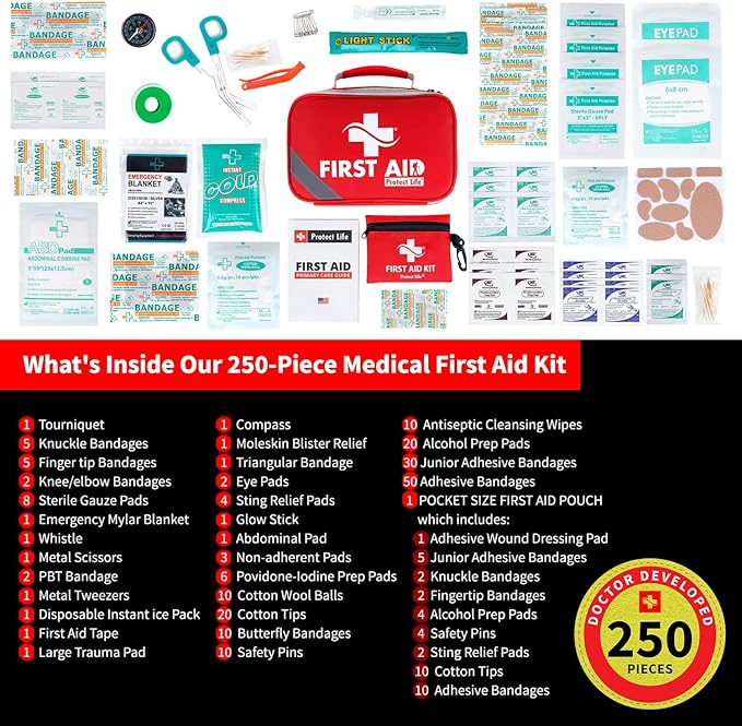 Protect Life Survival First Aid Kit for Home/Business, Camping Survival Kits | Mini Travel First Aid Kit | Camping Equipment 
