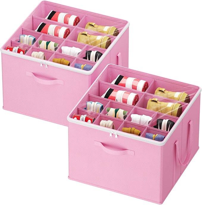 Lifewit Shoe Storage Organizer for Closet, Fabric Large Shoe Box Storage Containers with Clear Cover, Foldable Bins for Boots