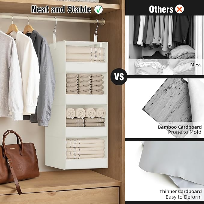 GRANNY SAYS 4-Shelf Hanging Organizer, Closet Hanging Shelves, Closet Hanging Storage Organizers, Organization for Bedroom, L