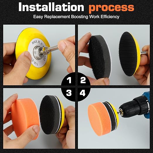 133pcs 3 Inch Sanding Disc Drill Polishing Kit Sanding Attachment, Headlight Restoration Kit, Hook and Loop Sanding Pads 60 to 7000 Wet Dry Sandpaper, Drill Sanding Attachment for Car, Wood, Metal
