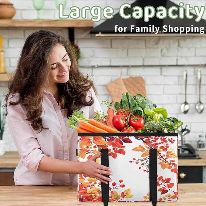 Reusable Grocery Bag, Foldable Large Shopping Tote Bag for Groceries Kitchen Picnic Car Trunk