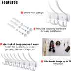 Dseap Coat Rack Wall Mount - 29.5” Long 8-Tri-Hooks Heavy Duty Coat Hanger Rail Wall Hooks for Hanging Coats Hats Clothing Cl