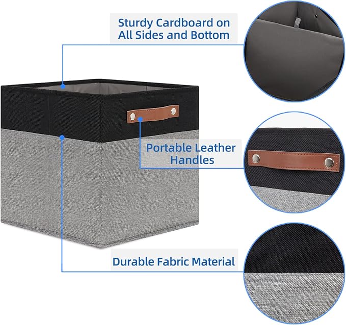 Temary Fabric Cube Storage Bins 12 Inch Decorative Storage Cubes Baskets 4 Pack Foldable Cube Storage Bins for Closet, Shelve