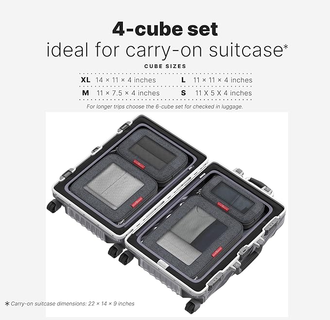 LeanTravel Premium Compression Packing Cubes for Travel - Suitcase Organizer Bags with Double Zipper & Breathable Mesh Panel 