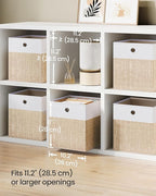 SONGMICS Storage Cubes, Set of 6 Foldable Fabric Storage Boxes, Cube Organizer Boxes with Handles, for Closet Shelves, Odorle