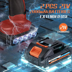 Cordless Car Buffer Polisher w/ 2x2000mAh 21V Batteries, 6 Inch Car buffer Waxer Kit, Car Polishing Machine w/ Extra 18 PCS Attachments & 6 Variable Speed, Car Buffer Polisher for Car Detailing (Red)