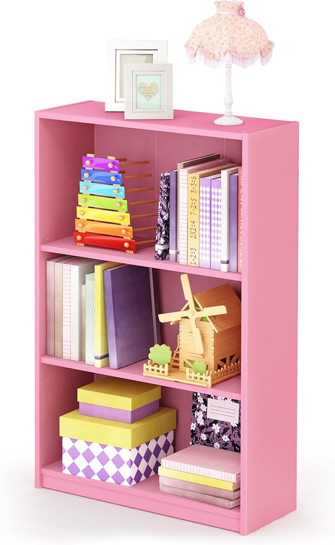 Furinno JAYA Book Shelf, 3-Tier Bookshelf, Bookcase with Adjustable Shelves, 9.5 x 24.5 x 40.3, for Organization and Storage,