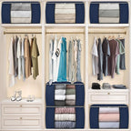 Fab totes 24 Gallons Clothes Storage, Foldable Thick Fabric Blanket Storage Bags, Containers for Organizing Bedroom, Closet, 