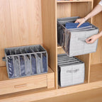 Zilink Upgraded Wardrobe Clothes Organizer with Support Board Clear Pants Organizer for Closet with 7 Grids Storage Bin with 